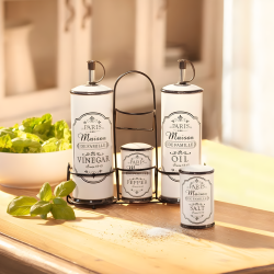 Porcelain Salt Shakers & Oil Dispensers Set